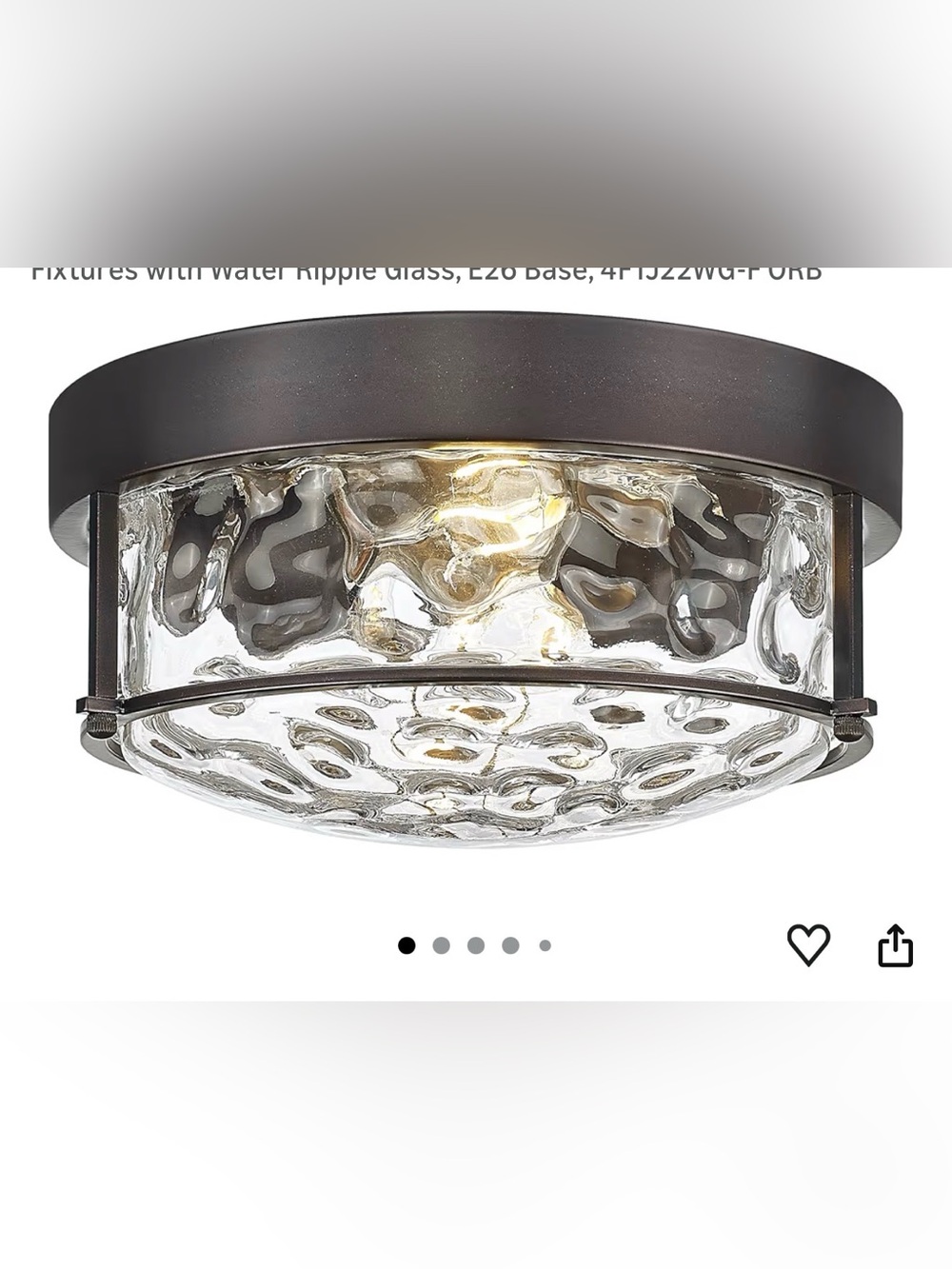 12" Flush Mount Ceiling Light, Modern Close to Ceiling Light Water Ripple Glass